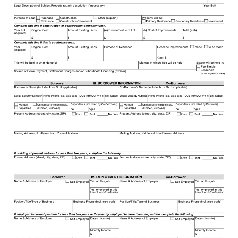 Parts of a Mortgage Application